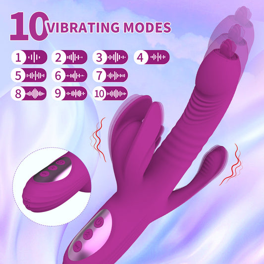 Retractable swing tongue heating vibrator